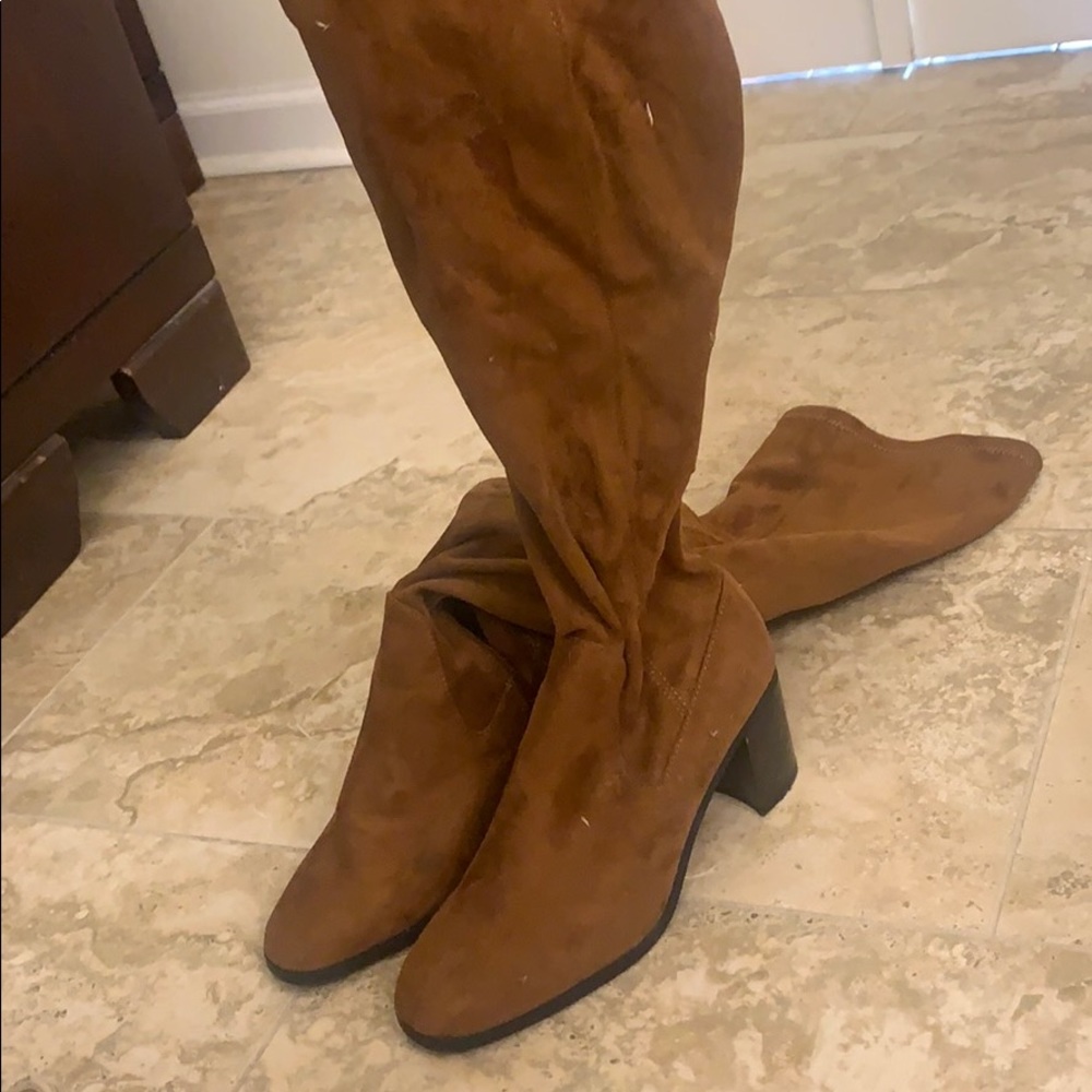 Zara Suede Light Brown Knee High Boots